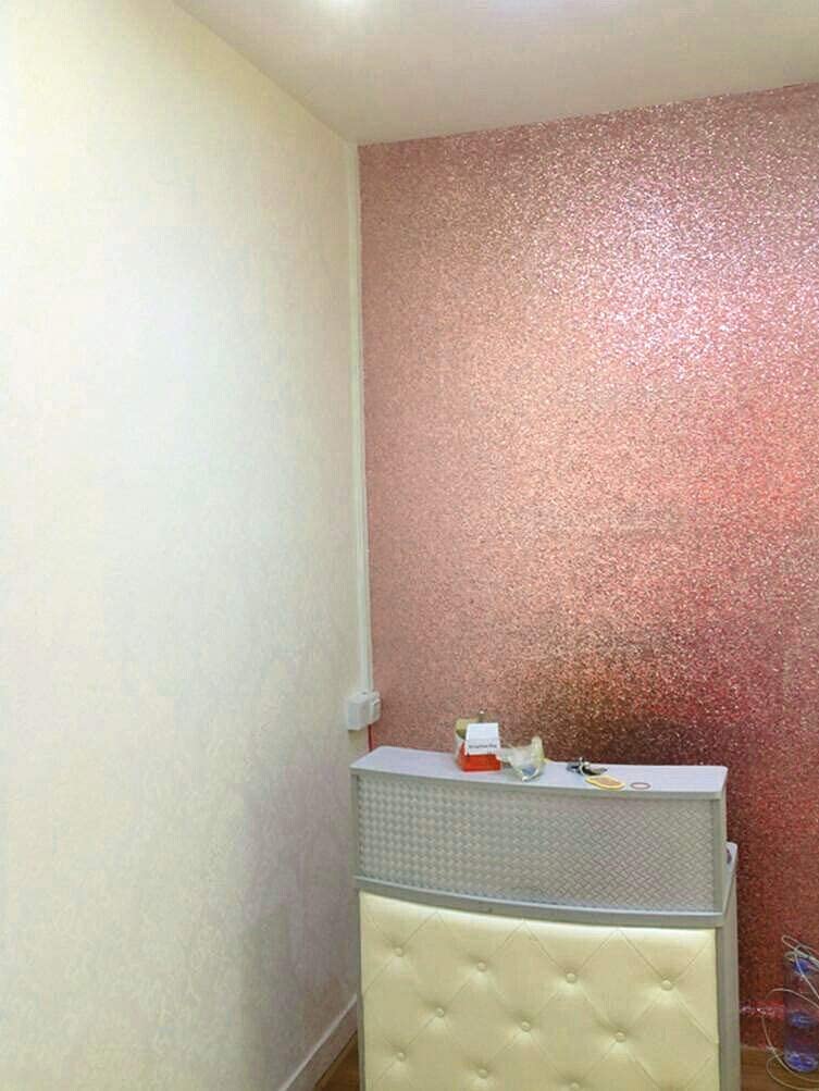 DHHOUSE Self Adhesive Rose Gold Chunky Glitter Wallpaper, Sparkle Glitter Wallpaper for Wall (17.4in x 16.4ft, Rose Gold) - Image 3